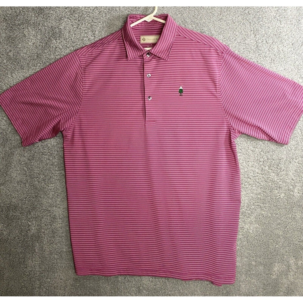 Donald Ross Polo Shirt Size Large Red Stripe Golf‎ Short Sleeve Maroon